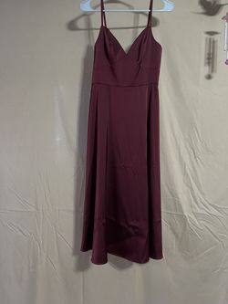 Azazie Red Size 2 Military Floor Length Satin Straight Dress on Queenly