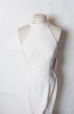BHLDN White Size 6 Engagement High Neck Cocktail Dress on Queenly