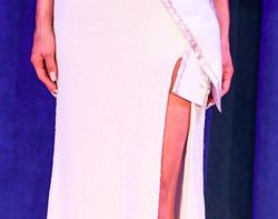 Ashley Lauren White Size 6 Floor Length Tall Height Halter Side slit Dress on Queenly