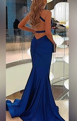 Jessica Angel Blue Size 6 Military Backless Prom Mermaid Dress on Queenly