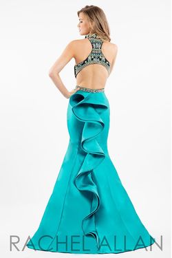 Style 7594 Rachel Allan Green Size 6 Floor Length Mermaid Dress on Queenly