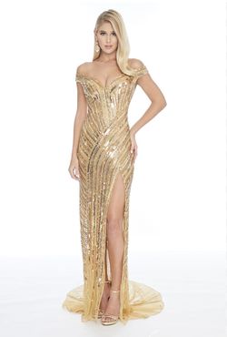 Style 1820 Ashley Lauren Gold Size 10 Floor Length Tall Height Straight Dress on Queenly