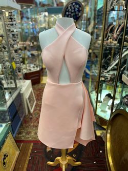 Style ? Jovani Pink Size 8 ? Jersey High Neck Cocktail Dress on Queenly
