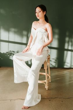 Jovani White Size 2 Bachelorette Floor Length Pageant Jumpsuit Dress on Queenly