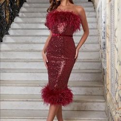 Nadine Merabi Red Size 6 Jersey Strapless Holiday Ball Cocktail Dress on Queenly