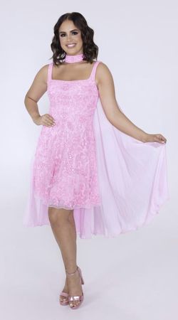 ASHLEYlauren Pink Size 2 Pageant Cape Cocktail Dress on Queenly