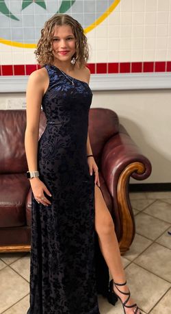 Lulus Blue Size 0 Pattern Prom Free Shipping Jersey Side slit Dress on Queenly