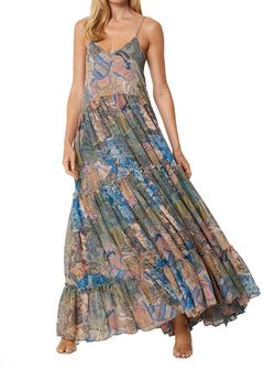 Style 1-1074818227-2901 Misa Los Angeles Blue Size 8 Polyester Print Straight Dress on Queenly