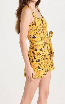 Style 1-1505868708-23 A.L.C. Yellow Size 2 Belt Print Jumpsuit Dress on Queenly
