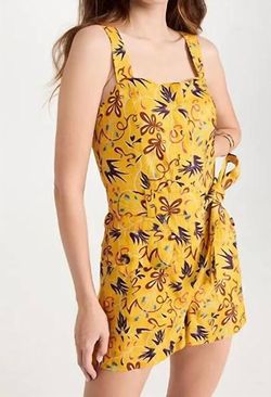 Style 1-1505868708-23 A.L.C. Yellow Size 2 Belt Print Jumpsuit Dress on Queenly