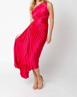 Style 1-230409696-2901 OLIVACEOUS Hot Pink Size 8 High Low Straight Dress on Queenly