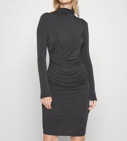 Style 1-267252539-2696 MARELLA Gray Size 12 Free Shipping Military Long Sleeve Straight Dress on Queenly