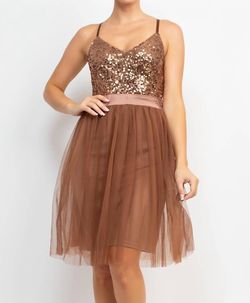 Style 1-2755694739-3011 Haute Monde Brown Size 8 Spandex Sequined Cocktail Dress on Queenly