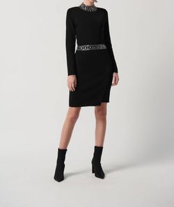 Style 1-2777116267-2901 Joseph Ribkoff Black Tie Size 8 Jewelled High Neck Cocktail Dress on Queenly