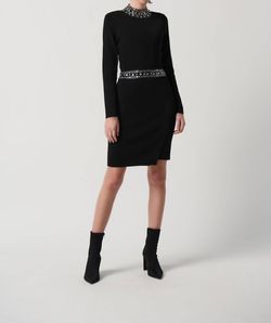 Style 1-2777116267-3952 Joseph Ribkoff Black Size 24 Free Shipping Sleeves High Neck Straight Cocktail Dress on Queenly
