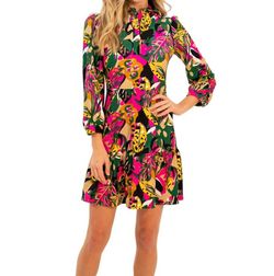 Style 1-3094596673-3236 JUDE CONNALLY Multicolor Size 4 Mini Spandex Sleeves Sorority Floral Cocktail Dress on Queenly