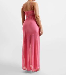 Style 1-3313106143-1498 FRENCH CONNECTION Pink Size 4 Sheer Floor Length Black Tie Spaghetti Strap Straight Dress on Queenly