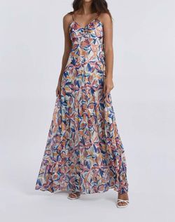 Style 1-345153915-3236 MOLLY BRACKEN Blue Size 4 Floor Length Print Tall Height Straight Dress on Queenly