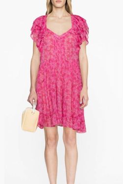 Style 1-3656769898-1339 ISABEL MARANT Hot Pink Size 38 Sorority Rush V Neck Tall Height Summer Cocktail Dress on Queenly