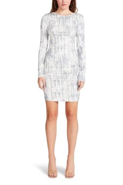 Style 1-3667247820-3011 STEVE MADDEN White Size 8 Bridal Shower Mini Long Sleeve Cocktail Dress on Queenly