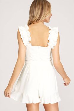 Style 1-3866207229-2791 SHE + SKY White Size 12 Floor Length Bachelorette Bridal Shower Jumpsuit Dress on Queenly