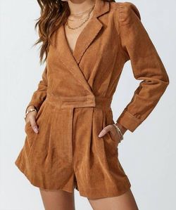 Style 1-3950589075-3471 day + moon Brown Size 4 Long Sleeve Mini Jumpsuit Dress on Queenly