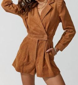 Style 1-3950589075-3471 day + moon Brown Size 4 Long Sleeve Mini Jumpsuit Dress on Queenly