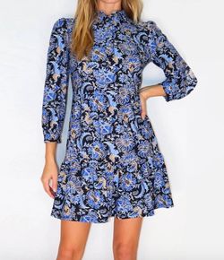 Style 1-4025583128-3236 JUDE CONNALLY Blue Size 4 Spandex Sleeves Floral Navy Cocktail Dress on Queenly