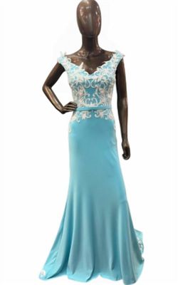 Style 1-577522447-1901 Madison James Blue Size 6 Jersey Tall Height Straight Dress on Queenly