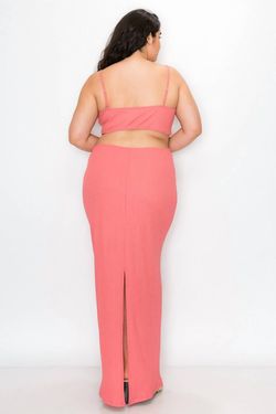 Style 1-688787029-1474 Haute Monde Pink Size 28 Plus Size Polyester Side Slit Straight Dress on Queenly