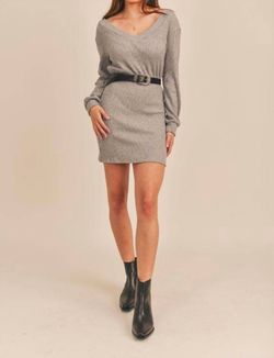 Style 1-712014837-2901 Sadie & Sage Gray Size 8 Belt Long Sleeve Grey Mini Cocktail Dress on Queenly