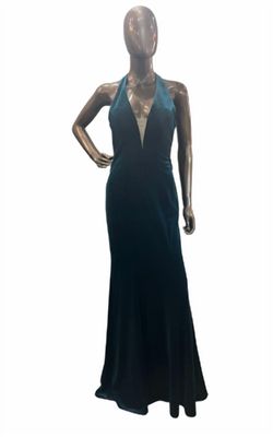 Style 1-787677160-1901 Colette by Mon Cheri Green Size 6 Black Tie Velvet Straight Dress on Queenly