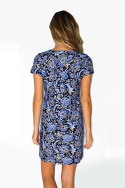 Style 1-842341893-3236 JUDE CONNALLY Blue Size 4 Spandex Sorority Floral Navy Cocktail Dress on Queenly