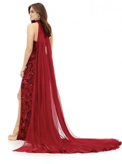 Ashley Lauren Red Size 0 Pageant Floor Length Prom Side slit Dress on Queenly