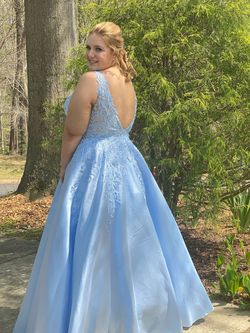 Ellie Wilde Blue Size 14 Jersey Plus Size Ball gown on Queenly