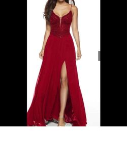 Alyce Paris Red Size 2 Jersey Medium Height Pageant Ball gown on Queenly