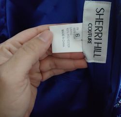 Sherri Hill Royal Blue Size 6 Custom Black Tie Train Dress on Queenly