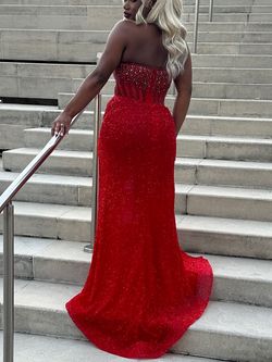 Style 11238 Ashley Lauren Red Size 10 Jersey Black Tie Floor Length Side slit Dress on Queenly