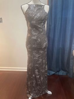Style 75010 City Triangles Silver Size 2 Prom Military Mermaid Dress on Queenly