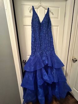 Catz Formals Blue Size 18 Custom Floor Length Ball gown on Queenly