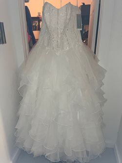 Oleg Cassini White Size 18 Floor Length Prom Plus Size Train Dress on Queenly