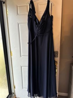 MoriLee Blue Size 26 Black Tie Floor Length Straight Dress on Queenly