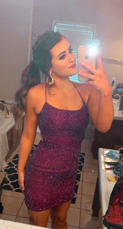Sherri Hill Purple Size 4 Square Neck Cocktail Dress on Queenly