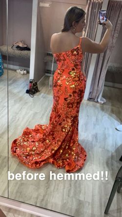 Style 08460 Jovani Orange Size 12 Floor Length Pageant Mermaid Dress on Queenly
