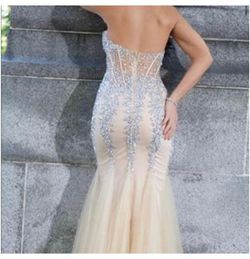 Style 5908 Jovani Nude Size 6 Jersey Floor Length 5908 Mermaid Dress on Queenly