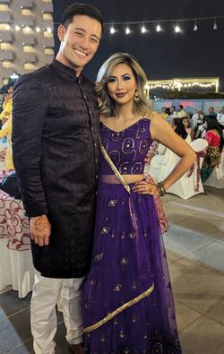 Sarees Bazaar Purple Size 4 Plunge Straight Dress on Queenly