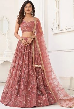 Sarees Bazaar Pink Size 4 Floor Length Plunge Straight Dress on Queenly