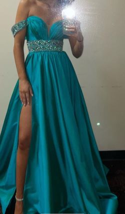 Style Couture one of a kind Jovani Green Size 0 Pageant Jersey Ball gown on Queenly