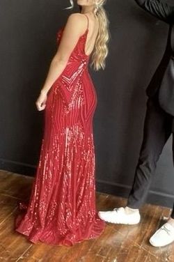 Jovani Red Size 2 Military Floor Length Mermaid Dress on Queenly