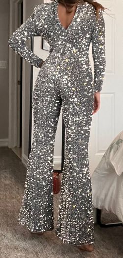 Silver Size 4 Jumpsuit Dress on Queenly